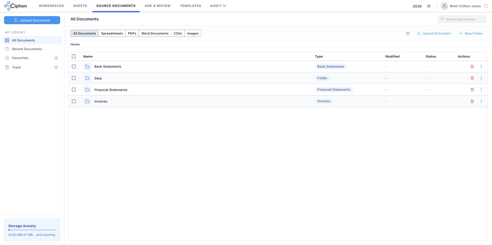 Source documents file browser